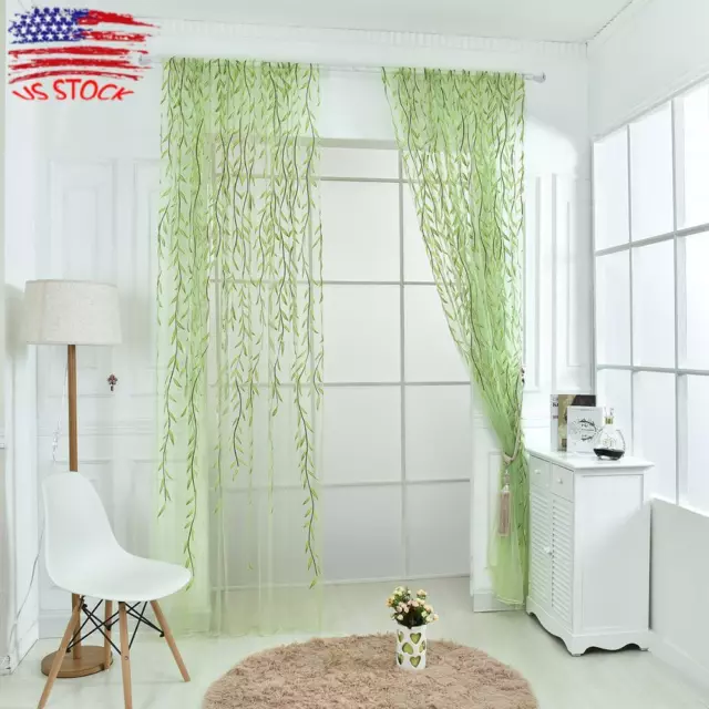 Willow Voile Curtain Drapes Living Room Tulle Sheer Curtains Panel Window Decor