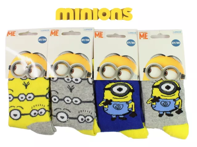 Calzini Corti Minion Despicable Me Originali Per Bambini Unisex Tg. 27/30