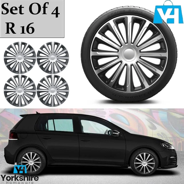 Copricerchi auto di tendenza 16" tappi mozzo coprimozzo in plastica set di 4 argento adatto specifico