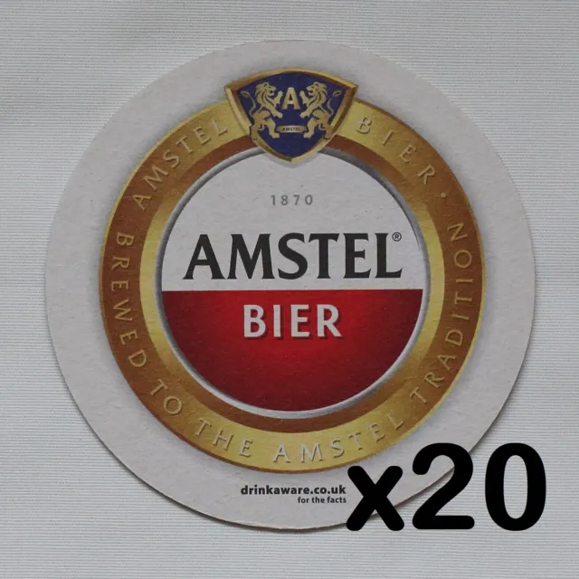 20x Amstel Bier Bierlager Kneipenbar Mann Höhlenmatte Untersetzer rund doppelseitig