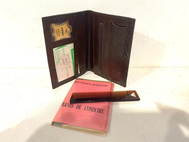 Porte-monnaie Ancien En Cuir Noir (années 70) - Neuf Sans étiquette, Rabat Et Pochettes