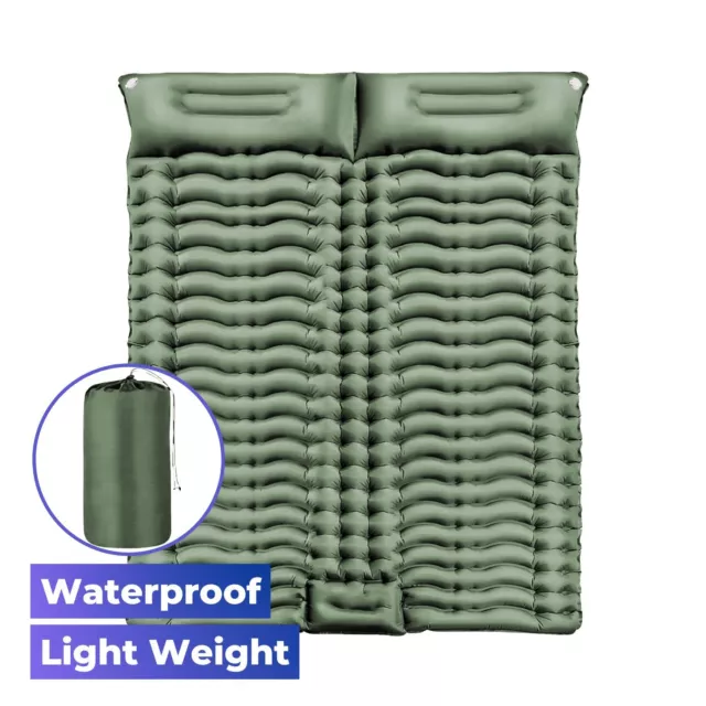 Double Camping Sleeping Pad Thick Self Inflating Air Bed Hike Mattress Outdoor