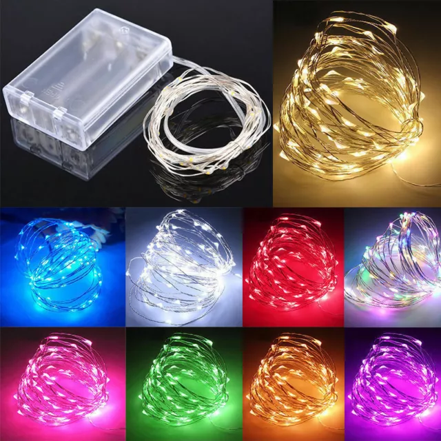 20/50/100 LED Christmas Light Battery Light Wire Copper Fairy String Gift Party