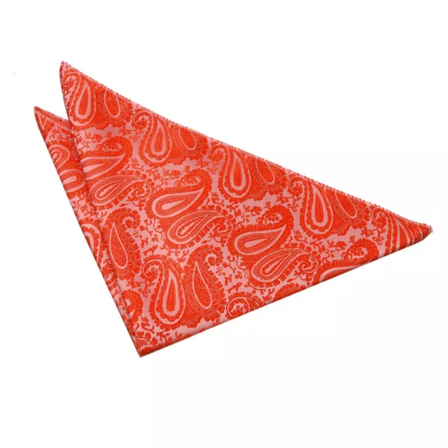 Burnt Orange Mens Pocket Square Handkerchief Hanky Woven Floral Paisley by DQT