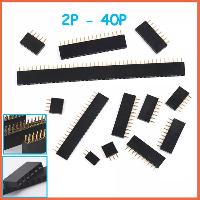 2.54mm Female PCB Single / Double Row 2P - 40P Straight Header Strip Connect