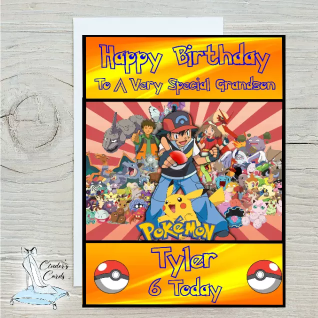 personalised birthday card Pokemon any name/age/relation/occasion.