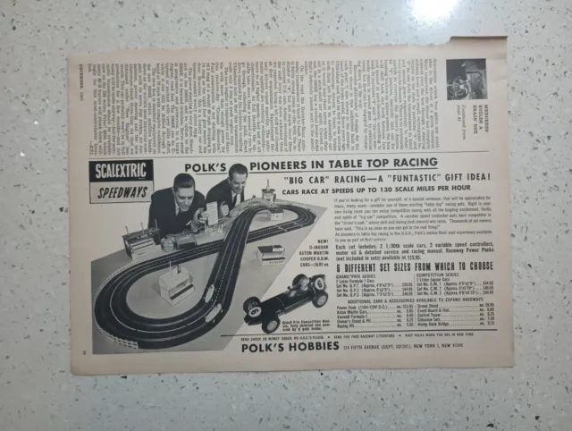 1961 Polks Hobbies Old Ad Scalextric Speedway Toy Race Track Dunlop Jaguar Cdd61