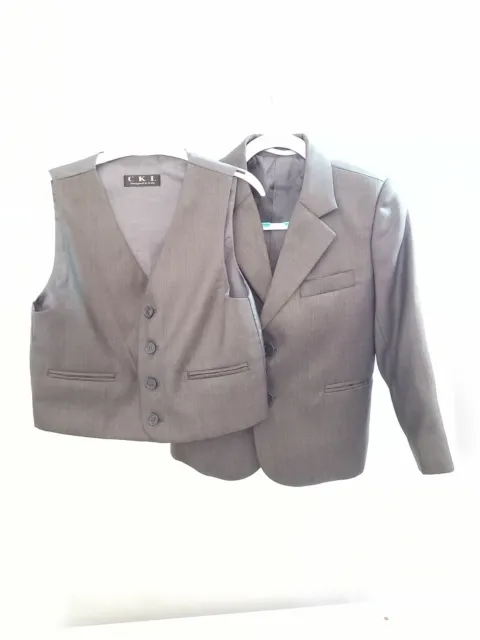 Boys 4 Years Grey Suit Jacket Waistcoat Formal Set Outfit Top Clothes Smart