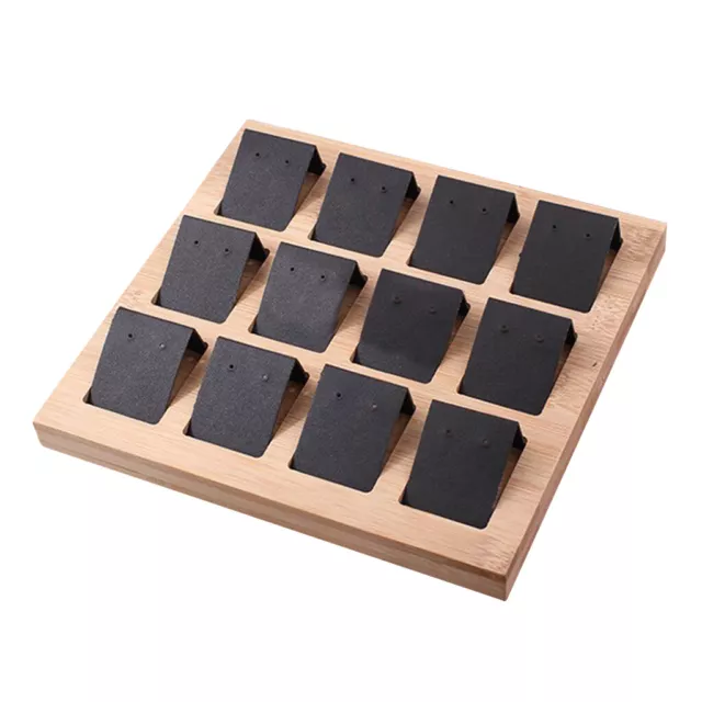12pcs Jewelry Holder Earrings Display Paper Cards DIY with Wooden Tray