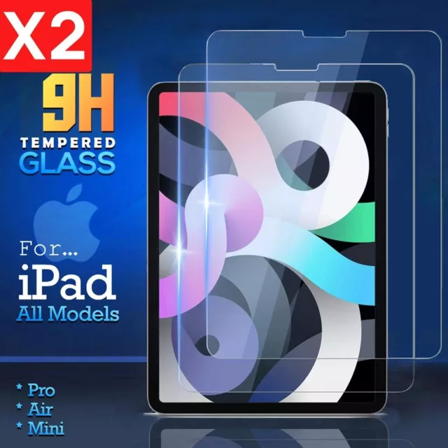 2x Tempered Glass Screen Protector For Apple iPad Pro 11" 10th 9 8 7 6 5 Air 5 4