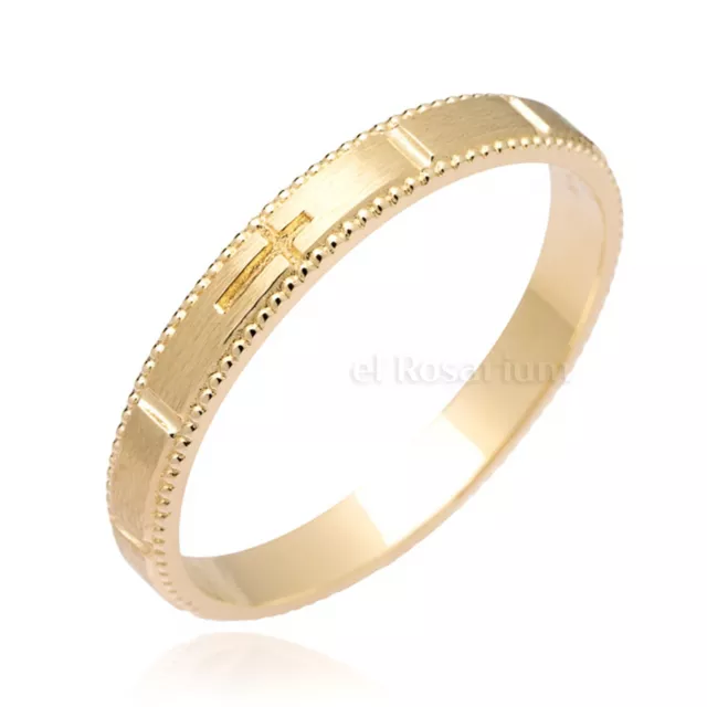 Rosary Ring PR150 10K Real Solid Gold Catholic Christian Ring (US 4 ~ 11)