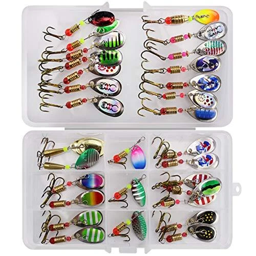 Kit De 21 Leurres De Pêche - Spinnerbaits, Crankbaits, Hameçons Pour Eau Douce Et Mer