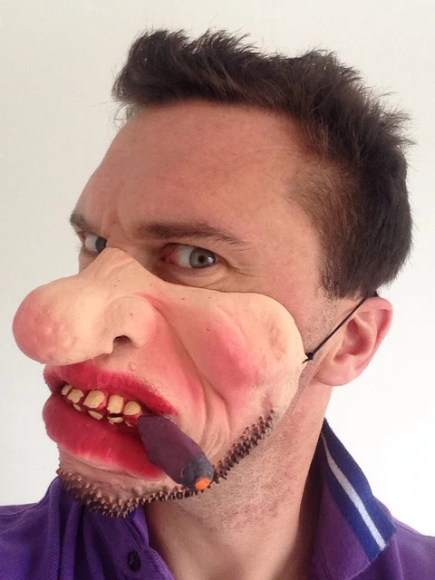 DIVERTENTE ABITO ELEGANTE Mezza Faccia Lunga Naso Spesso Marrone - Foto 6