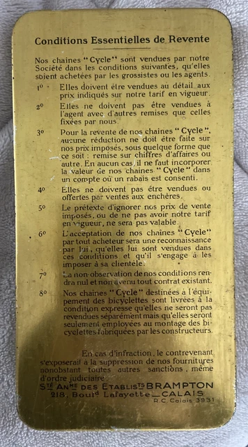 ANCIENNE BOÎTE METALLIQUE Publicitaire Chaîne Brampton No Bidon Huile