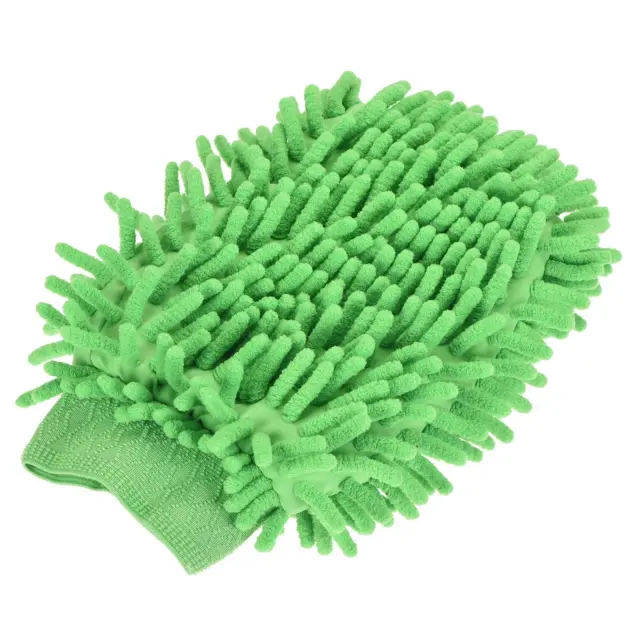 Microfiber Double Sided Chenille Dusting Wash Mitten for Cleaning, Green