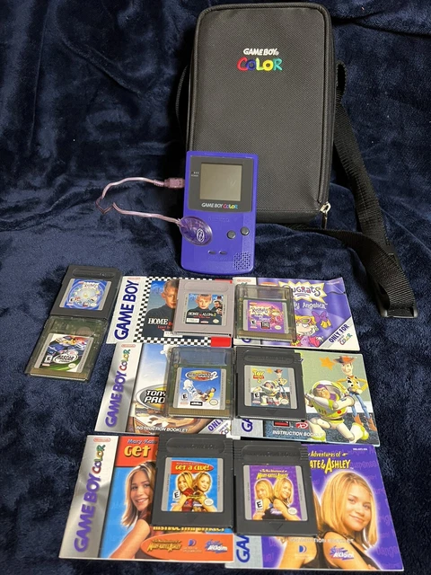 Nintendo GameBoy Color Purple  Handheld Console Case 8 Games Plus Tested Nice
