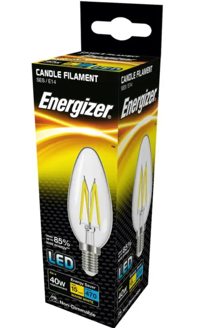 X 5 Energizer 4w (=40w) Led Klar Filament Kerze, Extrawarm WeiÃƒÅ¸ (2700k) - Ses