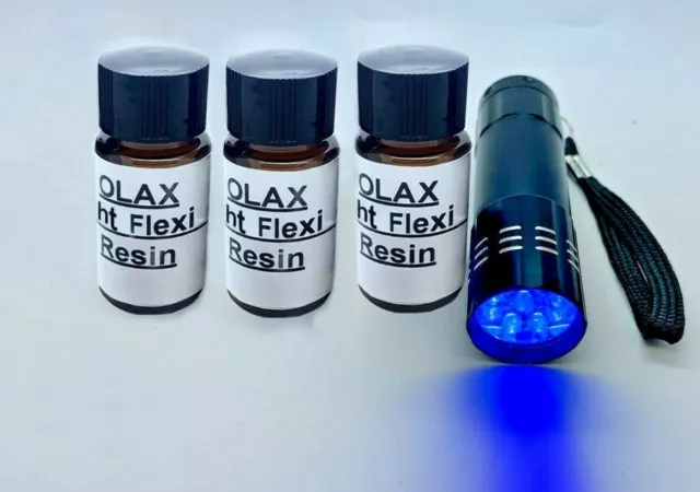 30ml Light Flexi Flexible UV Resin Glue for Fly Tying, 9 LED UV Torch for Curing
