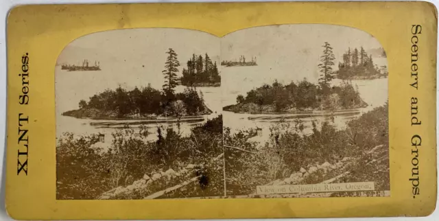 USA, Oregon, Vue sur la Rivière Columbia, vintage print, ca.1870, stéréo Tirage