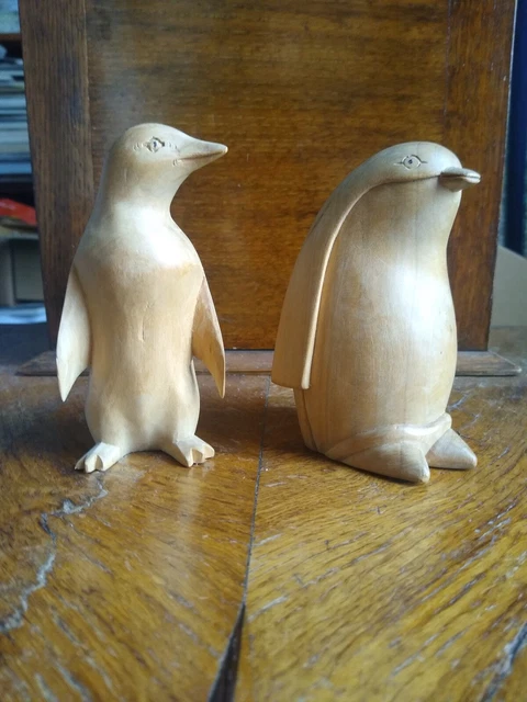 Two Small Wooden Penguin Figures - very nice!