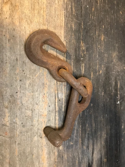 Antique Barn Hay Hook Hand Forged Primitive Iron Hook, Eye & Hold Heavy Duty 8"