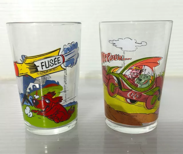 Les Fous du Volant 2 verres à Moutarde collector 1977  Satanas et Diabolo ORTF 2