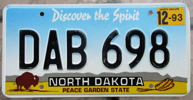 NORTH DAKOTA License Plate 1993 #DAB 698 - A Little DAB of North Dakota!!!