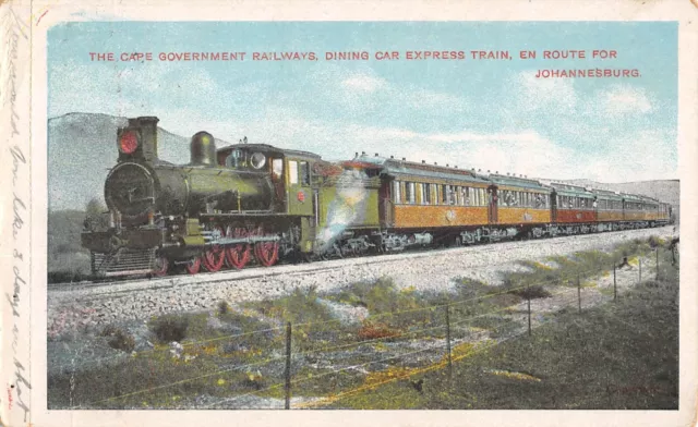 Cpa Afrique Du Sud The Cape Government Railways Dining Car Express Train En Rout