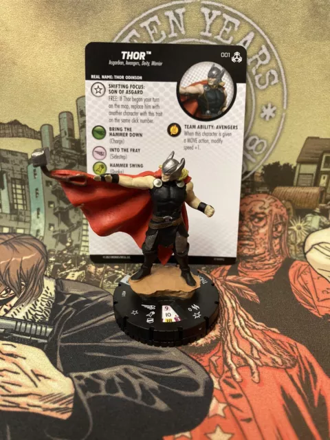 Thor 001 Common Figure W/Card War Of Realms Heroclix Marvel
