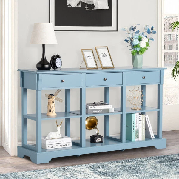 Console Sofa Table with Ample Storage; Retro Kitchen Buffet Cabinet Sideboard