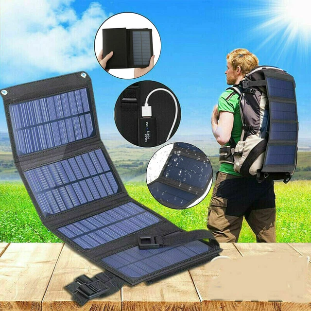 Solarpanel Klappbare Power Bank Outdoor Camping Wandern Handy USB Ladegerät