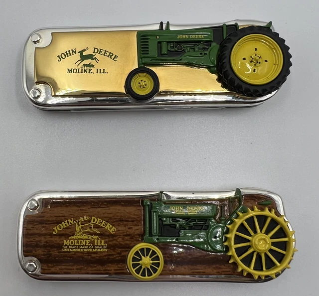 Set of 2 Franklin Mint JOHN DEERE 6.5” Pocket Knife 1934 Model A & 1948 Model D
