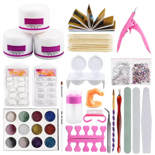 Full Acrylic Powder Nail Art Tool Set Tips Brush Manicure Tool Kit 1 Set