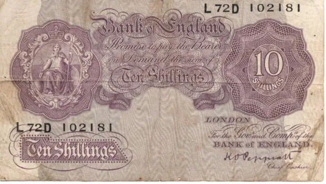 England/Great Britain 10 Shillings (1940-48) Well Circulated Vintage World Money