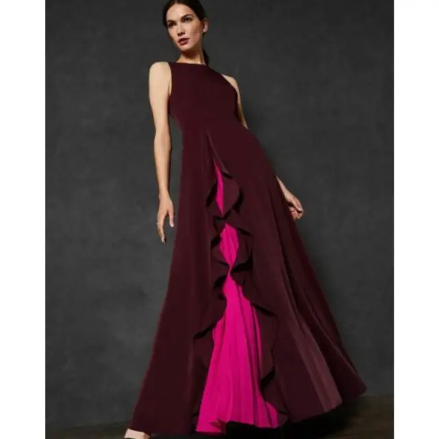 NWT Ted Baker Pleated Panel Maxi Dress Size 4