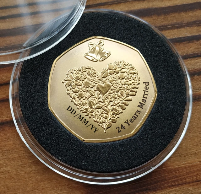 Printable 24th Anniversary Card: For Husband Or Wife (PDF