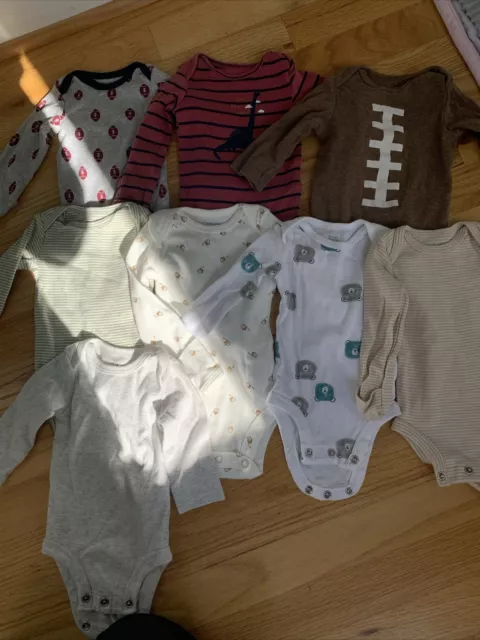 Lot Of 8 Carters Baby Boy Size Newborn Bodysuits