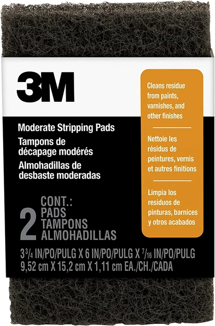 3M Heavy Duty Stripping Pads, 3-3/4 in. x 6 in. x 7/16 in, 2/Pack