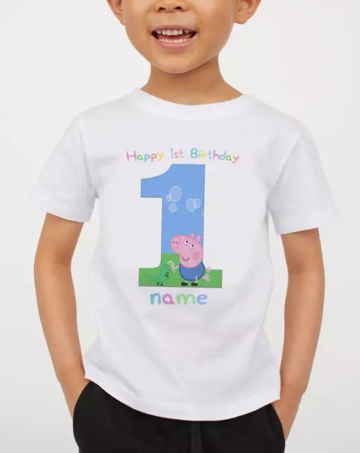 Maglietta bianca George Pig with Dinosaur compleanno età [da 1 a 4 anni] festa regalo