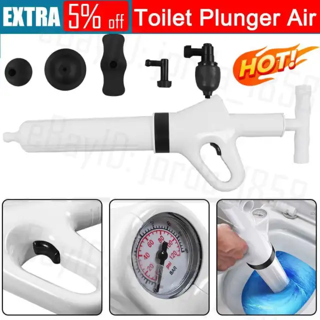 Toilet Plunger Air High Pressure Drain Blaster Manual Pump Sink Pipe Cleaner AU