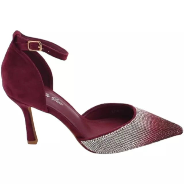 SCARPE DECOLLETE DONNA elegante punta glitter degrade bordeaux