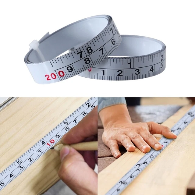 Inch & Metric Double Scale Workbench Ruler Adhesive Tape Measure Ruler Portable 2