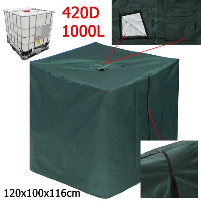 Telone Per Serbatoio IBC Da 1000 L Anti-UV, Copertura Contenitore Serbatoio Acqua Pioggia 210d Antivento 120 100 116 Cm Nero 97158270