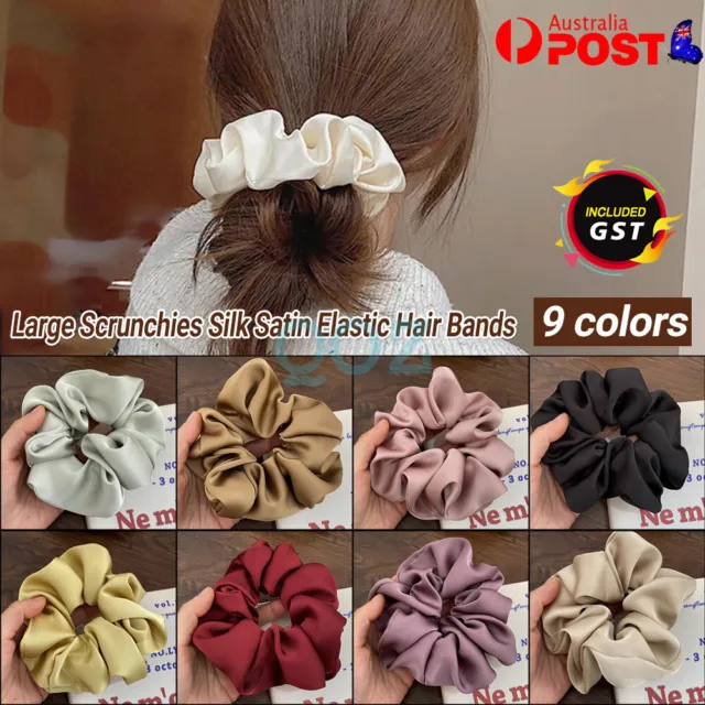 Large Scrunchies Silk Satin Elastic Hair Bands Rope Tie Ponytail Accessory