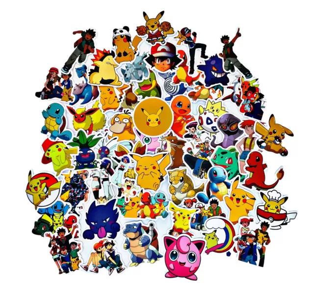 Pokemon Aufkleber Glurak Pikachu usw Wasserfest Sticker 100 Stk. Geschenkset NEU