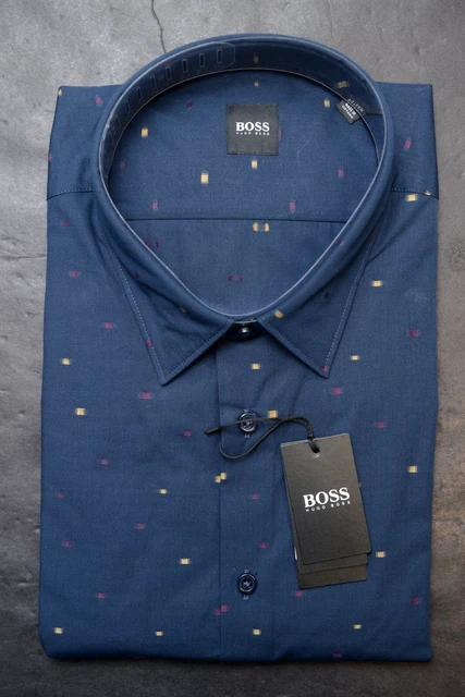Chemise Homme Hugo Boss Slim Fit Bleu Lin - Taille XL - Neuve Avec étiquettes - Modèle Ronni