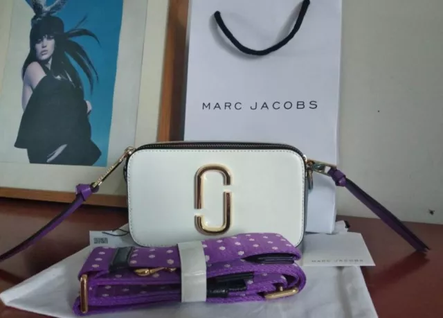 Brand New Marc Jacobs Camera White Purple Multi Strap Crossbody Bag