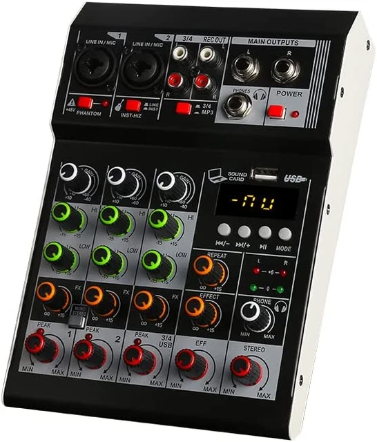 Audio Mixer 4 Channel Mini Audio Mixer DJ Controller Mini Family KTV Karaoke Mix