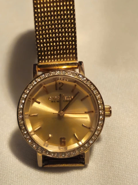 Caravelle New York Womens Gold Tone Pearl Plastic Bangle 44L136 w New Battery CARAVELLE NEW YORK Womens Gold Tone Pearl Plastic Bangle  main image 2