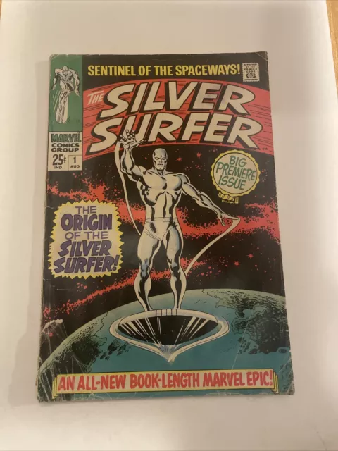 Marvel 25c Silver Surfer 1 August 1968 Grade 3.0 - 4.0 Origin Spine Split Bend